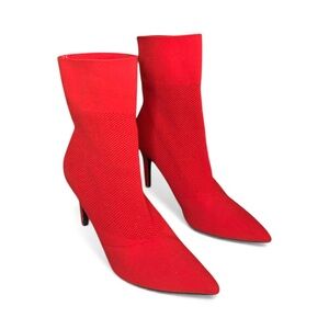 Brash Women's Xaya Red Mid-Calf Pointed Toe Stiletto Sock Boots - 6.5